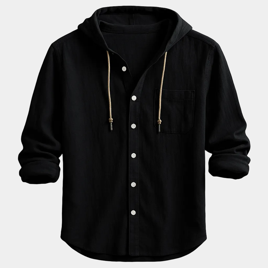 Men's Hooded Button-Up Shirt