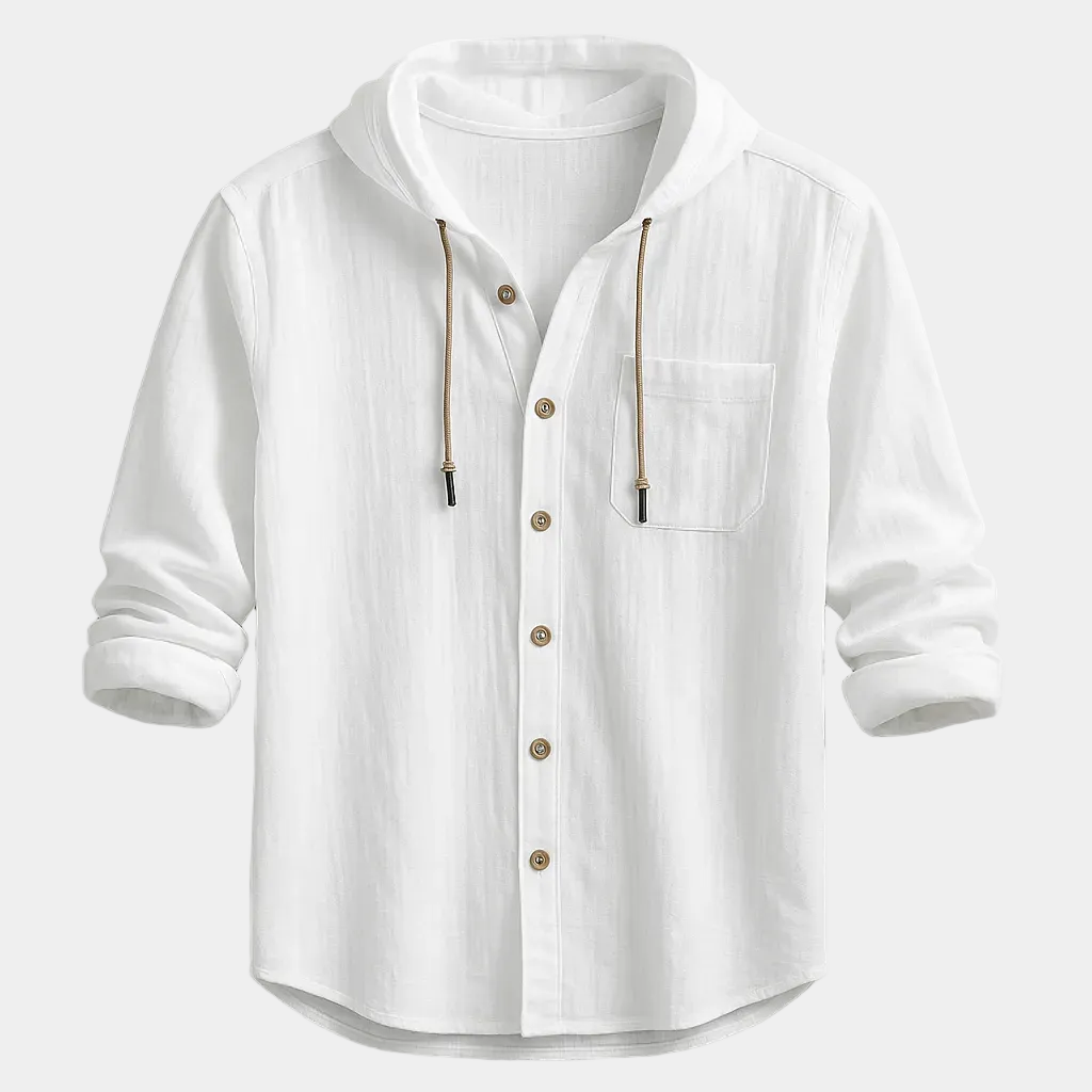 Men's Hooded Button-Up Shirt