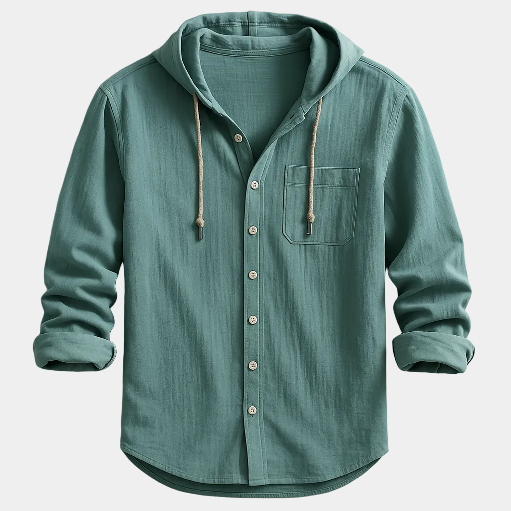Men's Hooded Button-Up Shirt