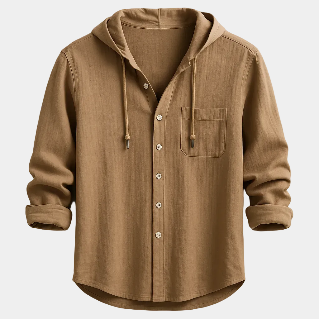 Men's Hooded Button-Up Shirt