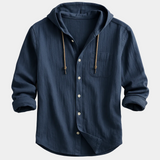 Men's Hooded Button-Up Shirt