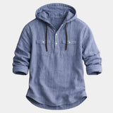 Men's Hooded Linen Blend Henley Shirt