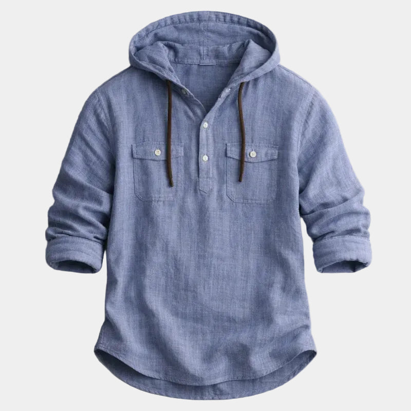 Men's Textured Hooded Pullover Shirt