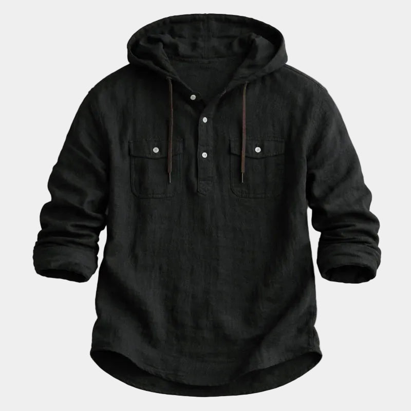 Men's Textured Hooded Pullover Shirt