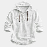 Men's Hooded Linen Blend Henley Shirt