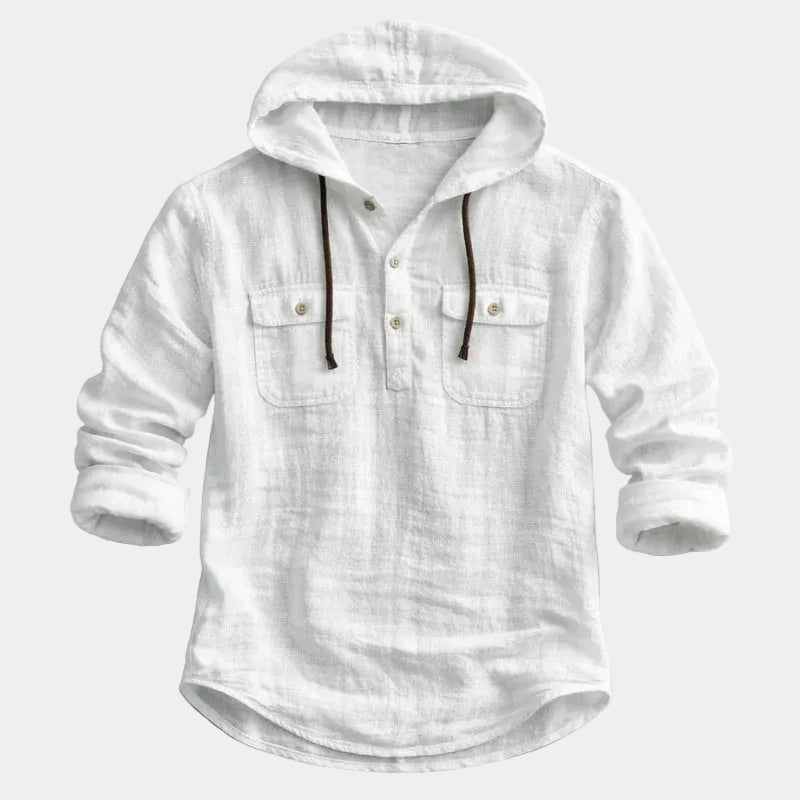 Men's Textured Hooded Pullover Shirt