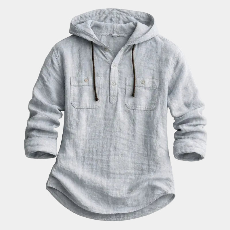 Men's Textured Hooded Pullover Shirt