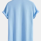 Men's Striped Short Sleeve Button-Up Shirt