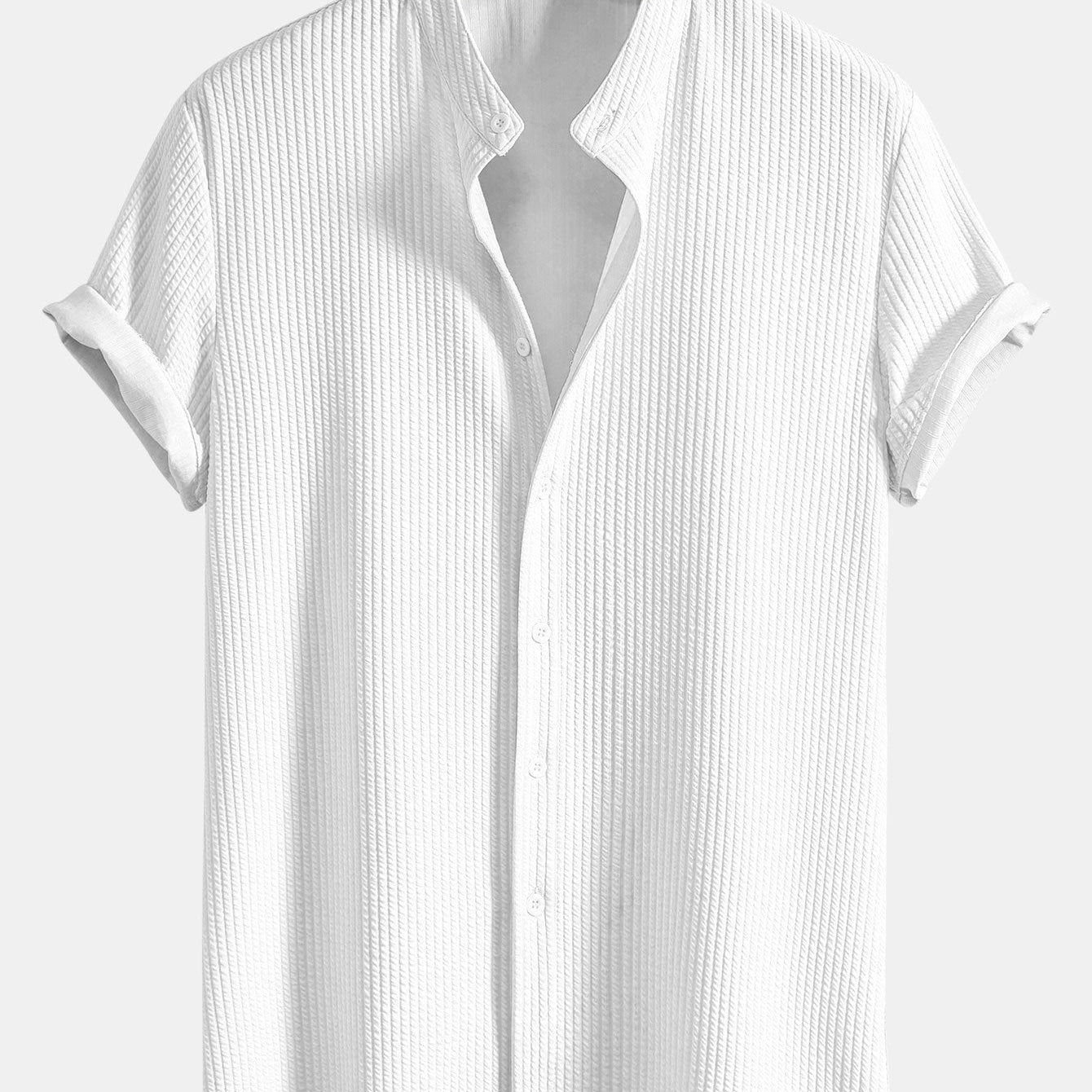 Men's Textured Short Sleeve Button Shirt