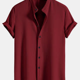 Men's Textured Short Sleeve Button Shirt