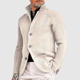 Men's Ribbed Stand Collar Cardigan