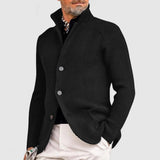 Men's Ribbed Stand Collar Cardigan
