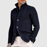 Men's Ribbed Stand Collar Cardigan