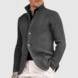 Men's Ribbed Stand Collar Cardigan
