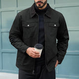 Men's Collared Utility Jacket with Roomy Pockets