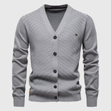 Men's Textured V-Neck Button Cardigan