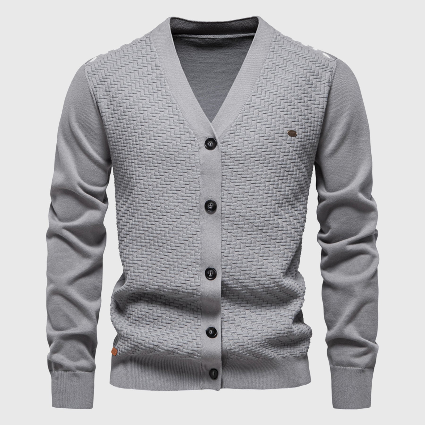 Men's Textured V-Neck Button Cardigan