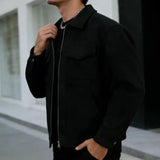 Men's Relaxed-Fit Collared Utility Jacket with Pockets