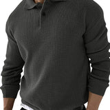 Men's Textured Knit Polo Sweater