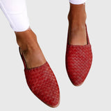 Women's Woven Synthetic Leather Slip-On Flat Sandals