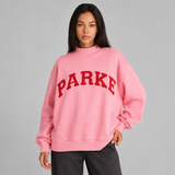 Oversized Varsity Graphic Mock Neck Drop Shoulder Sweatshirt