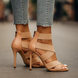 Women's Strappy Open-Toe Ankle-Strap Stiletto Sandals