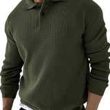 Men's Textured Knit Polo Sweater