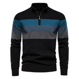 Men's Striped Quarter Zip Pullover Sweater