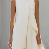 Women's Mock Neck Asymmetric Top and Wide-Leg Pants Set