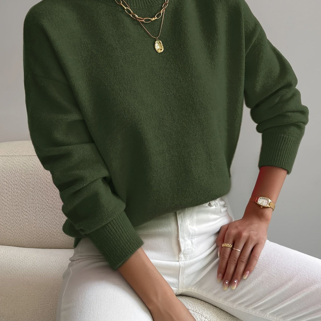 Women's Long Sleeve Turtleneck Knit Sweater