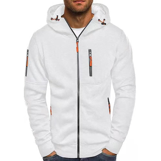 Men's Full-Zip Hooded Sweatshirt with Zippered Pockets