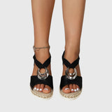 Women's Textured Strap Cushioned Platform Sandals