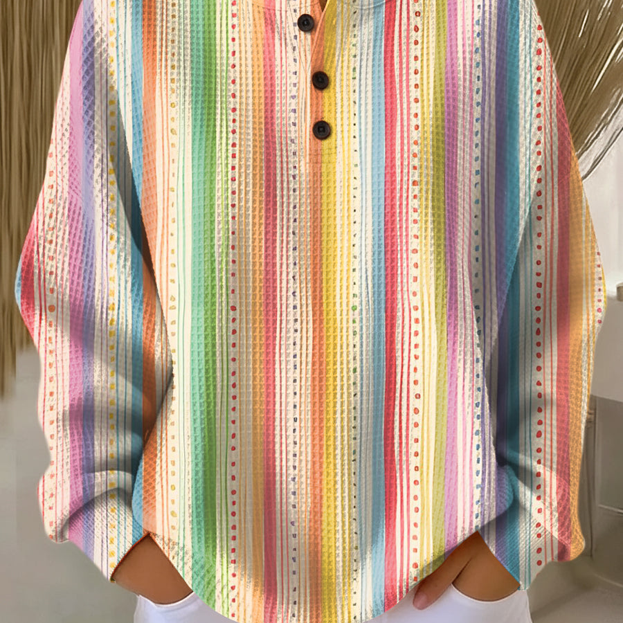 Colour Block Waffle Knit Crew Neck Sweater