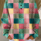 Colour Block Waffle Knit Crew Neck Sweater