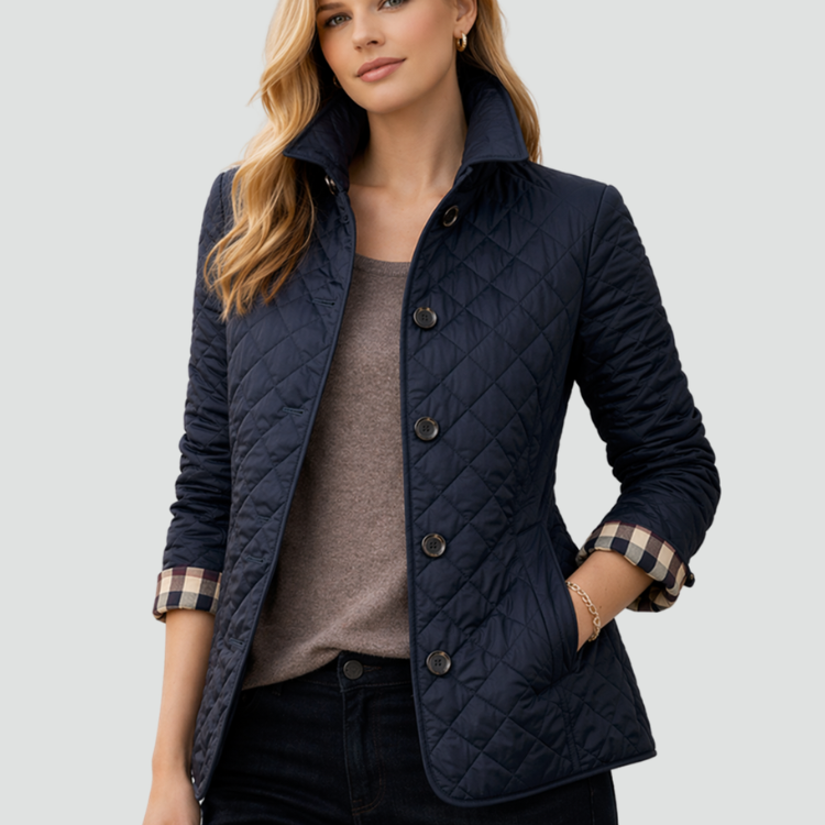 Women's Quilted Point Collar Button-Front Jacket