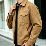 Men's Relaxed-Fit Collared Utility Jacket with Pockets