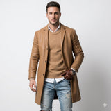 Men's Single Breasted Long Overcoat