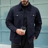 Men's Collared Utility Jacket with Roomy Pockets