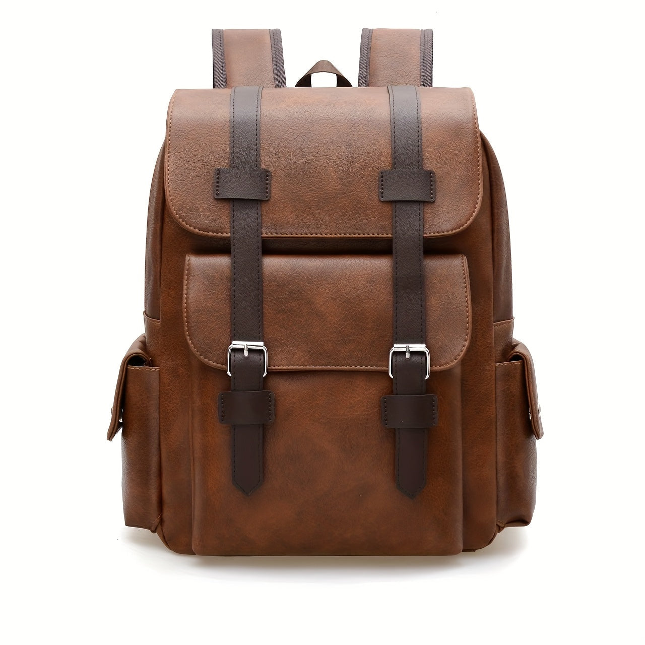 Men's Large-Capacity Multi-Pocket PU Laptop Backpack