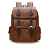 Men's Large-Capacity Multi-Pocket PU Laptop Backpack
