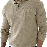 Men's Textured Knit Polo Sweater