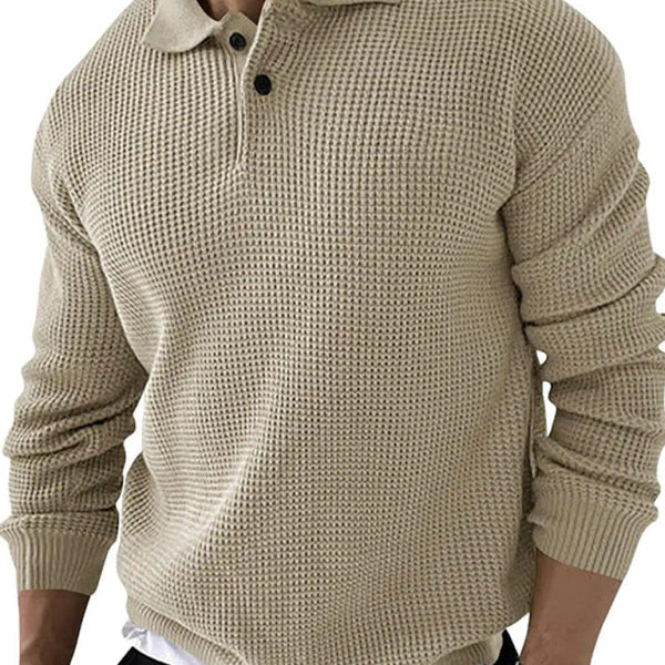 Men's Textured Knit Polo Sweater
