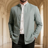 Men's Mandarin-Collar Button-Front Lightweight Jacket