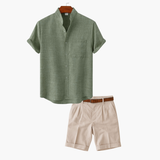 Men's V-Neck Shirt and Shorts Set