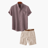 Men's V-Neck Shirt and Shorts Set