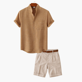 Men's V-Neck Shirt and Shorts Set