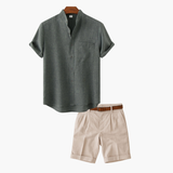 Men's V-Neck Shirt and Shorts Set