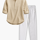 Men's Mandarin Collar Shirt and Pants Set