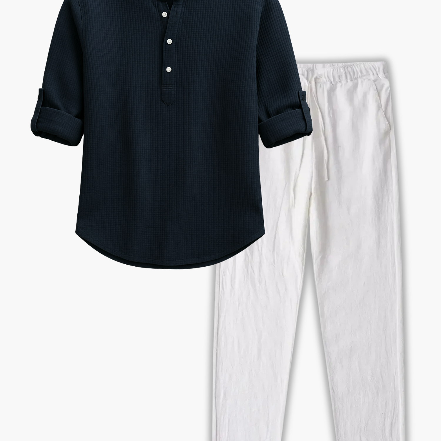 Men's Mandarin Collar Shirt and Pants Set