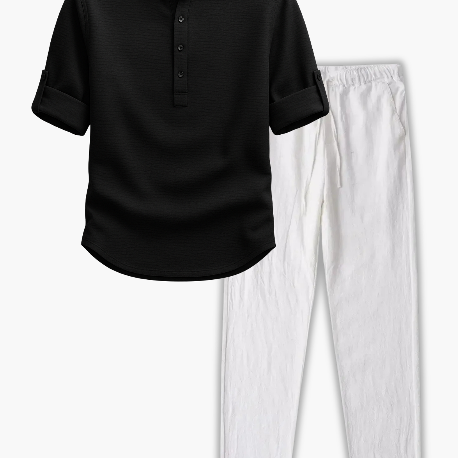 Men's Mandarin Collar Shirt and Pants Set